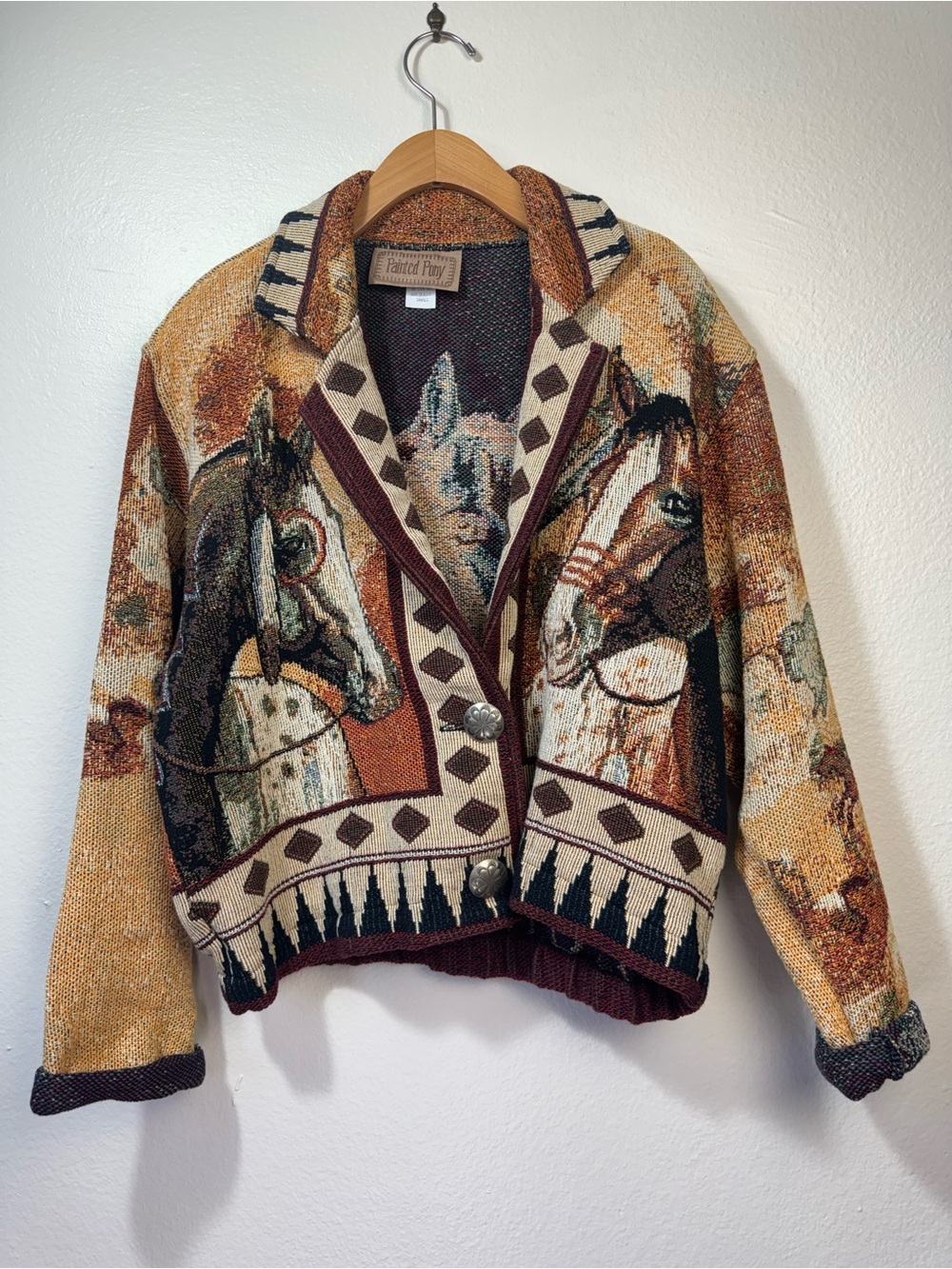 Painted Pony Horse Tapestry Western Equestrian Jacket Small NWOT